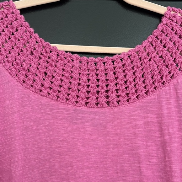 Lane Bryant Pink Sleeveless Top w/Crochet Neckline. 100% Cotton. Size 14/16. - Picture 2 of 9